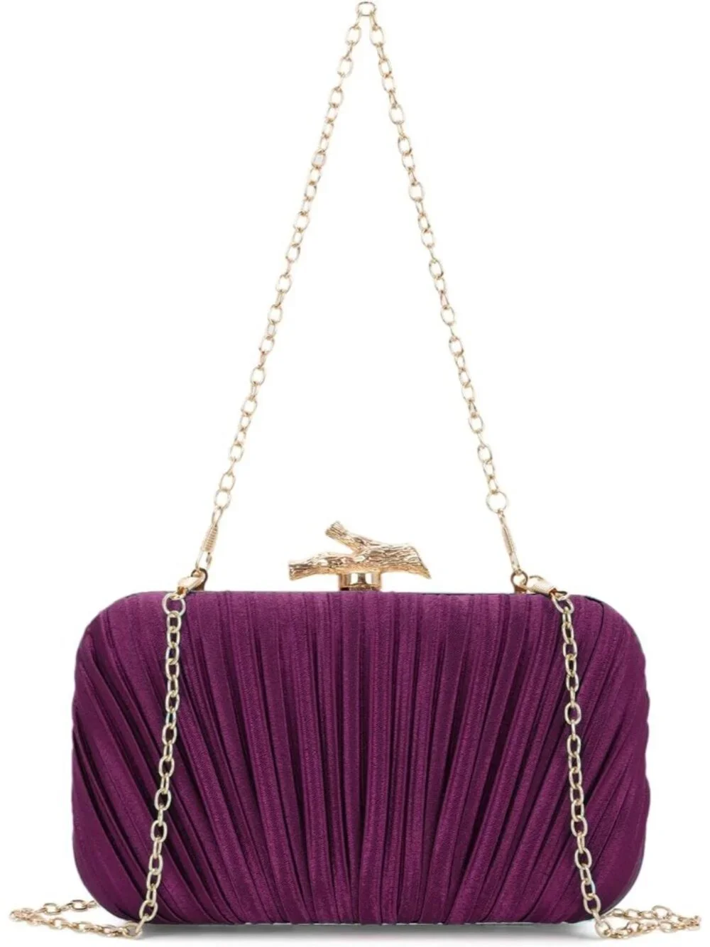 👜 Women's Purple Evening Bag Pleated Clutch Bag with Chain for Wedding Party